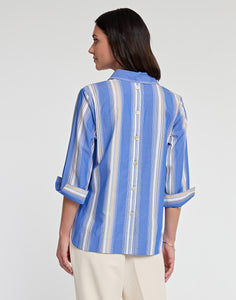 Aileen 3/4 Sleeve Awning Stripe Top