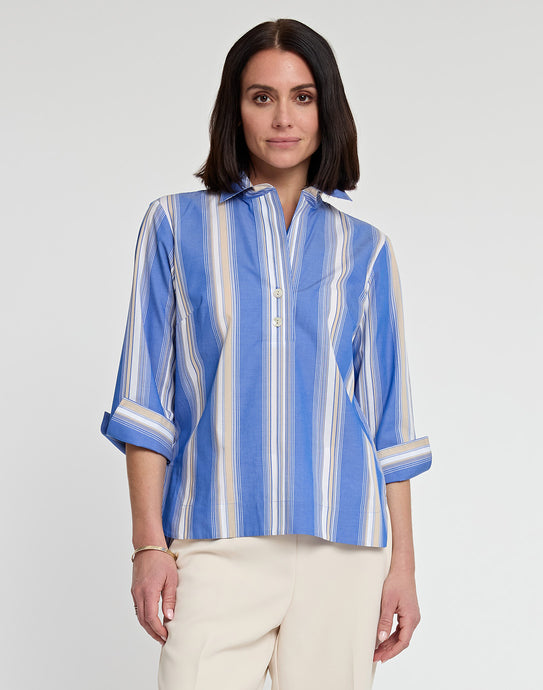 Hinson Wu Clarice 3/4 Sleeve Pencil Stripe Blouse