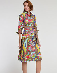 Tamron 3/4 Sleeve Bali Paisley Print Dress