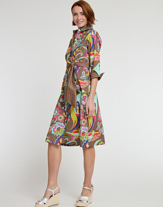 Tamron 3/4 Sleeve Bali Paisley Print Dress