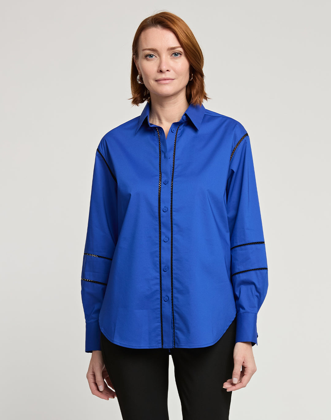 FINAL SALE / NO RETURNS, NO EXCHANGES - Halsey Long Sleeve Black Trimmed Shirt