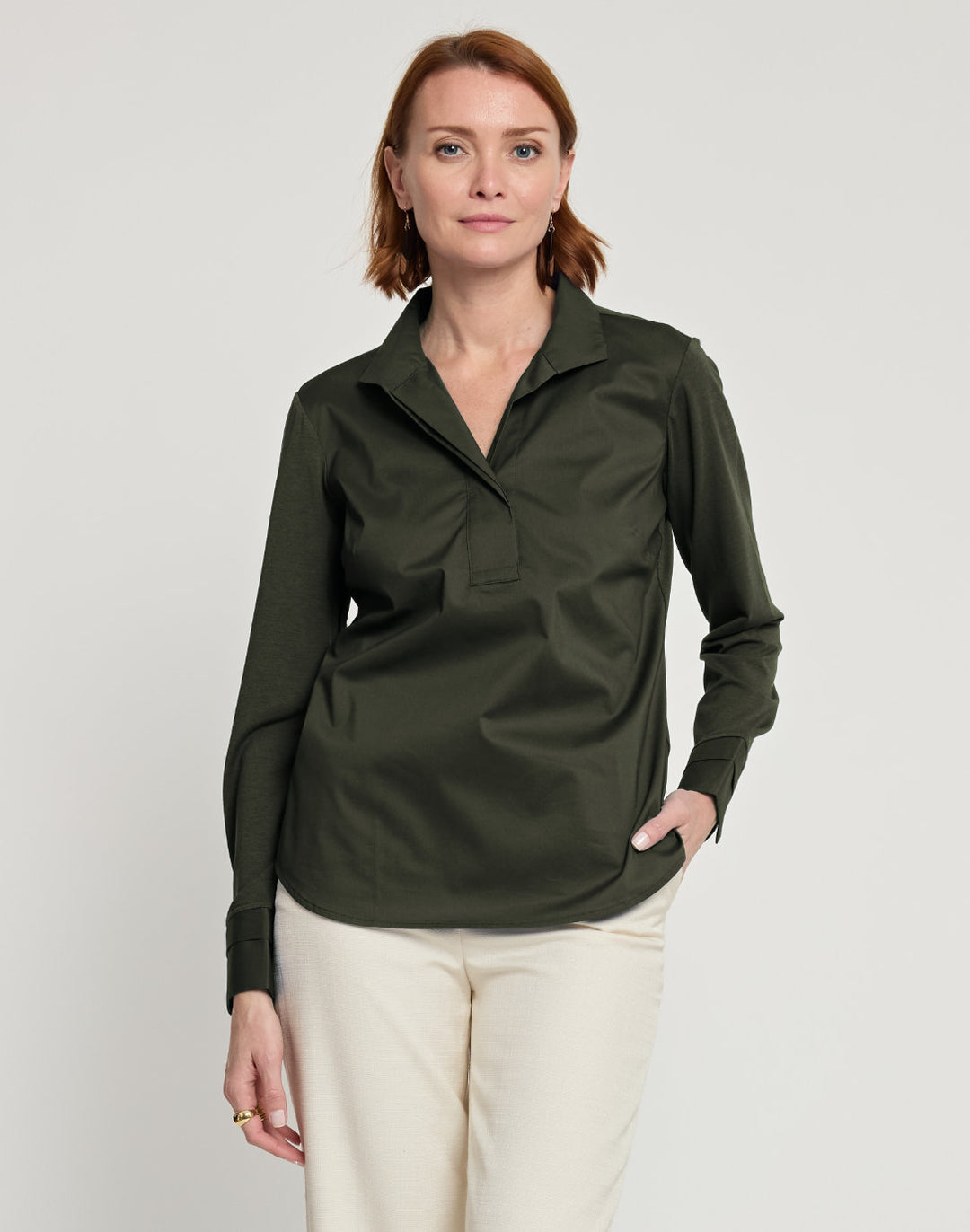 Ainsley Long Sleeve Woven/Knit Top