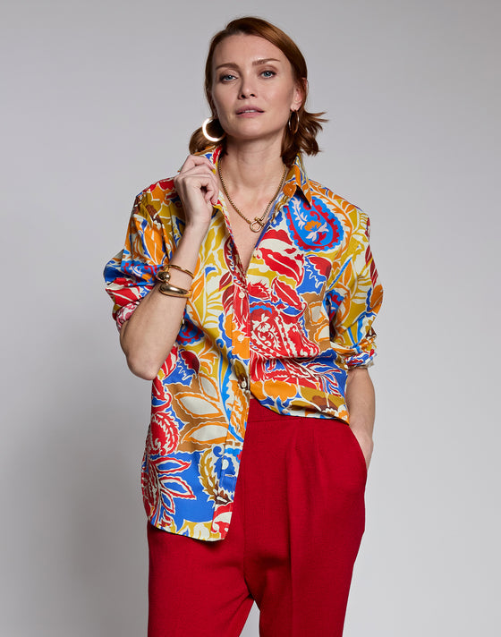 FINAL SALE / NO RETURNS, NO EXCHANGES - Halsey Long Sleeve Botanical Paisley Print Shirt