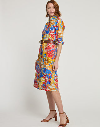 FINAL SALE / NO RETURNS, NO EXCHANGES - Tamron Long Sleeve Botanical Paisley Print Dress