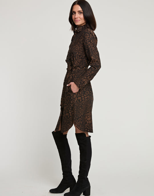 Kathleen Long Sleeve Leopard Jacquard Dress