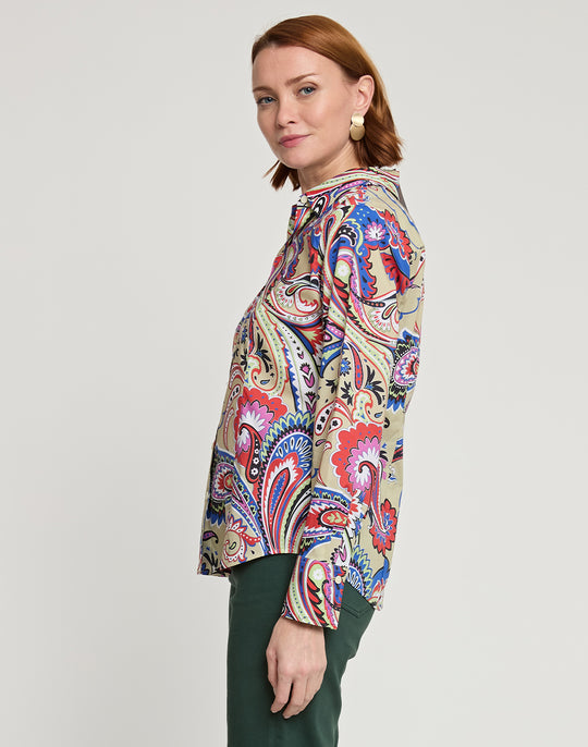 Diane Long Sleeve Bohemia Paisley Print Shirt