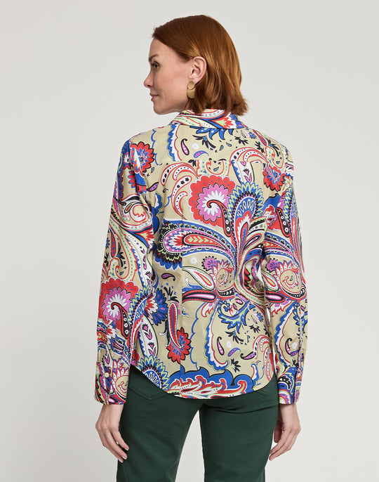 Diane Long Sleeve Bohemia Paisley Print Shirt