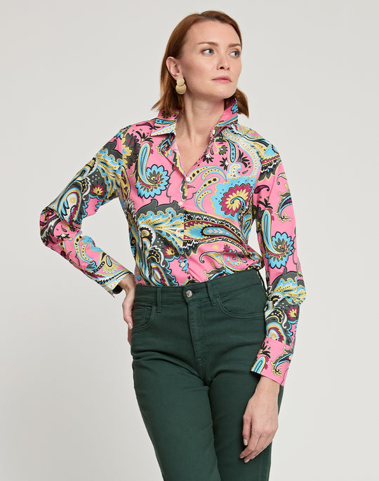 Diane Long Sleeve Bohemia Paisley Print Shirt