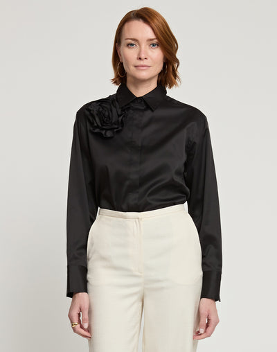 FINAL SALE / NO RETURNS, NO EXCHANGES - Halsey Long Sleeve Cotton Satin Shirt