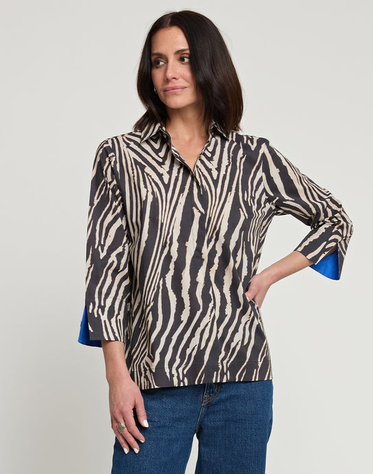 Hinson Wu Mona Bracelet Sleeve Embroidered Popover Blouse