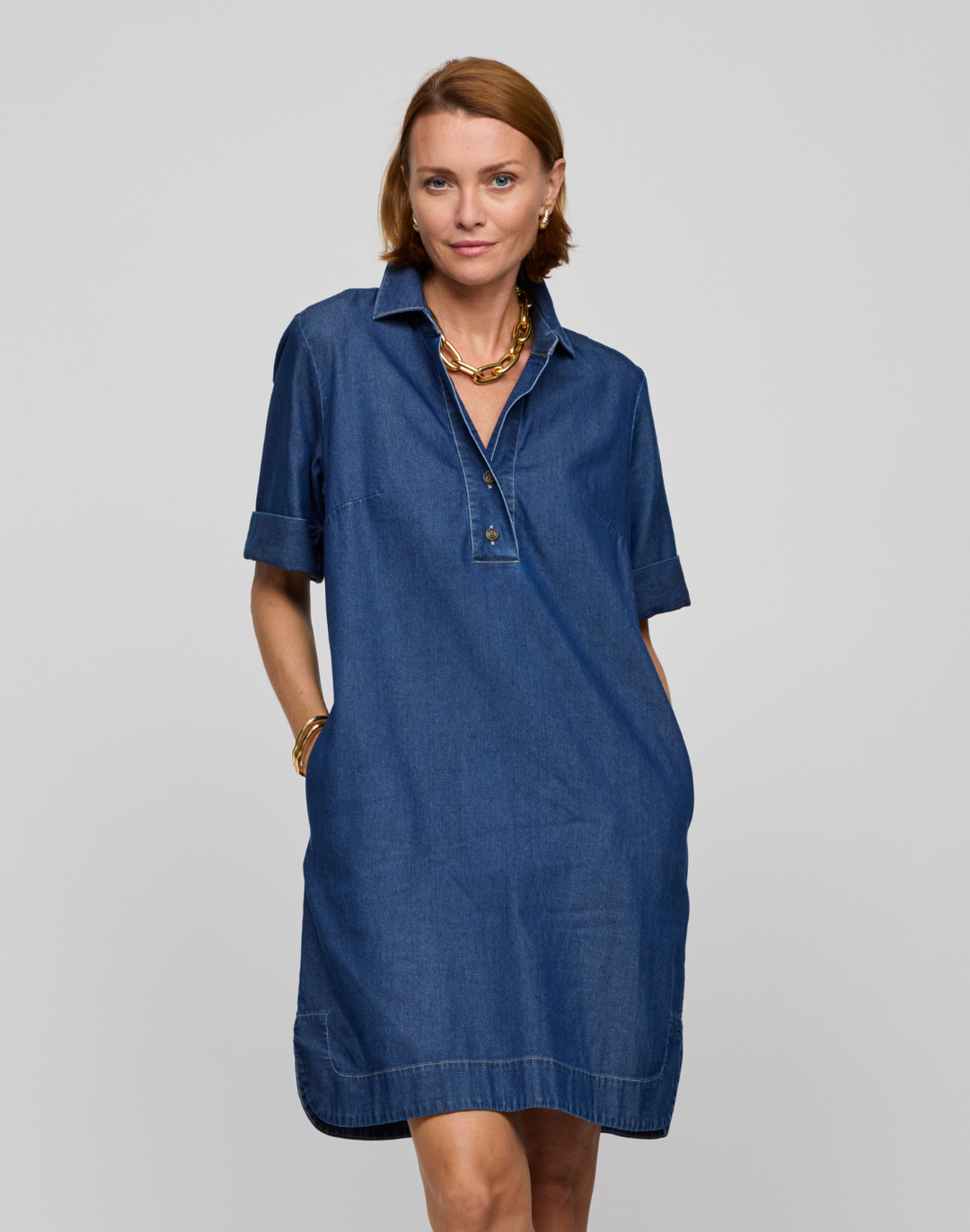 Aileen Short Sleeve Denim Dress Hinson Wu Aileen Short Sleeve Denim Dress Hinson Wu