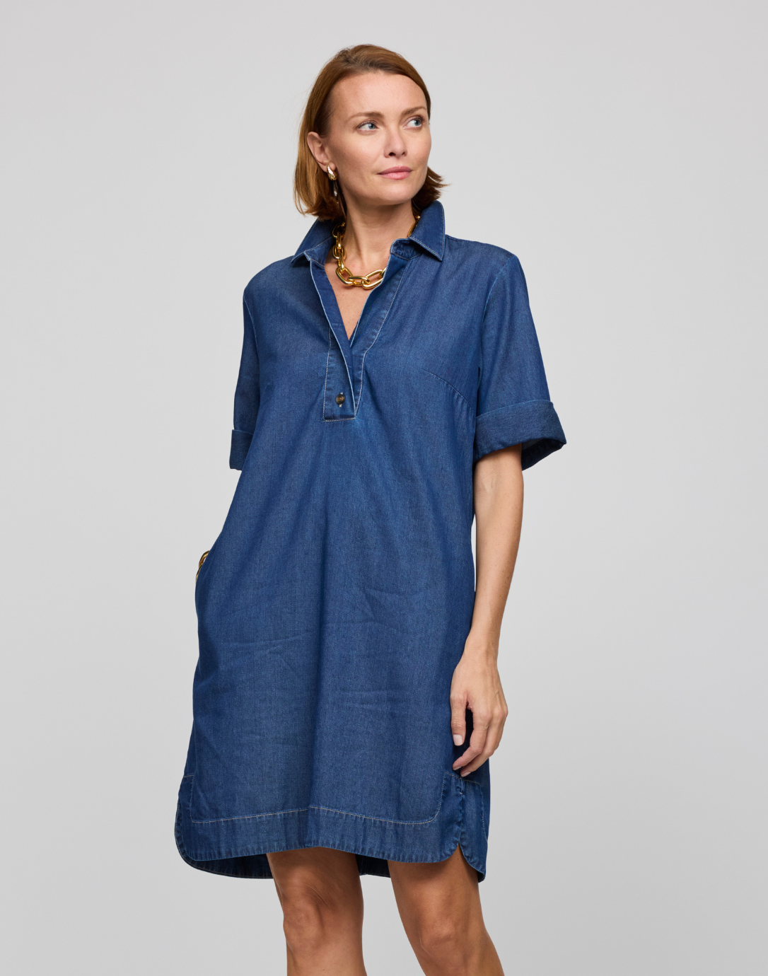 Aileen Short Sleeve Denim Dress – Hinson Wu