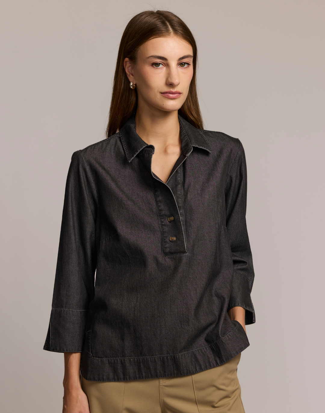 Aileen 3/4 Sleeve Denim Shirt