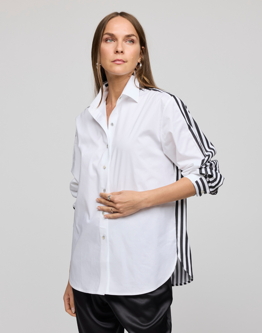 Oversized Long Sleeve Classic Stripe Combo Shirt