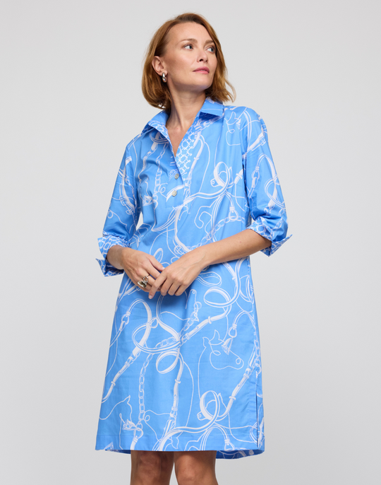 Charlotte 3/4 Sleeve Equestrian Print Dress