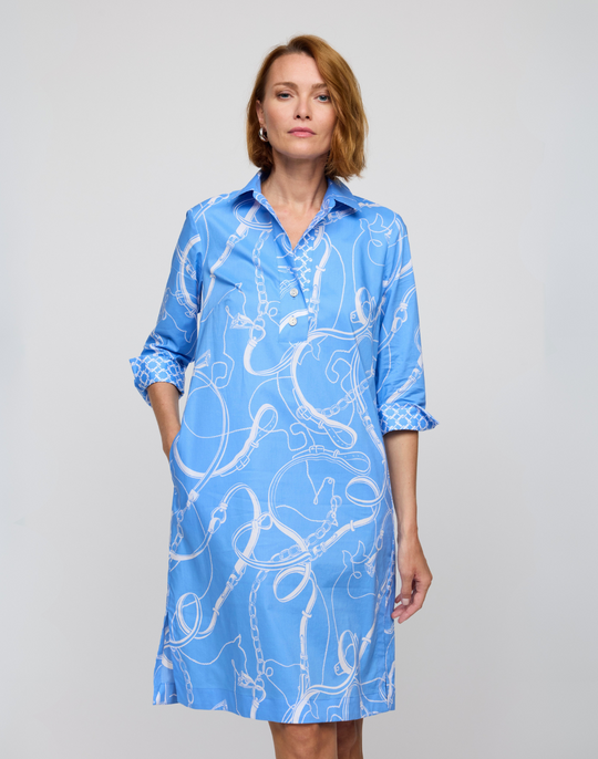 Charlotte 3/4 Sleeve Equestrian Print Dress