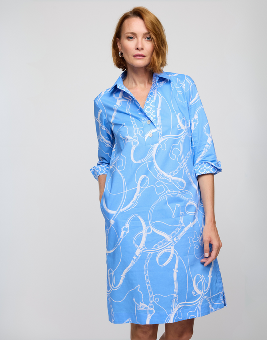 Charlotte 3/4 Sleeve Equestrian Print Dress