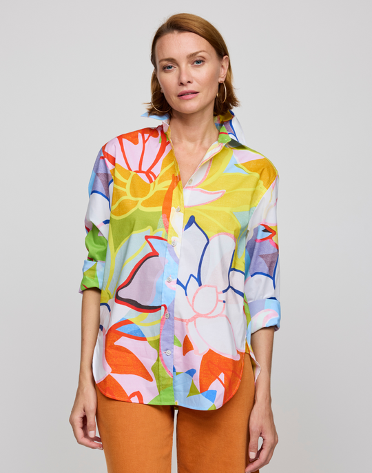 Halsey Long Sleeve Lotus Print Shirt