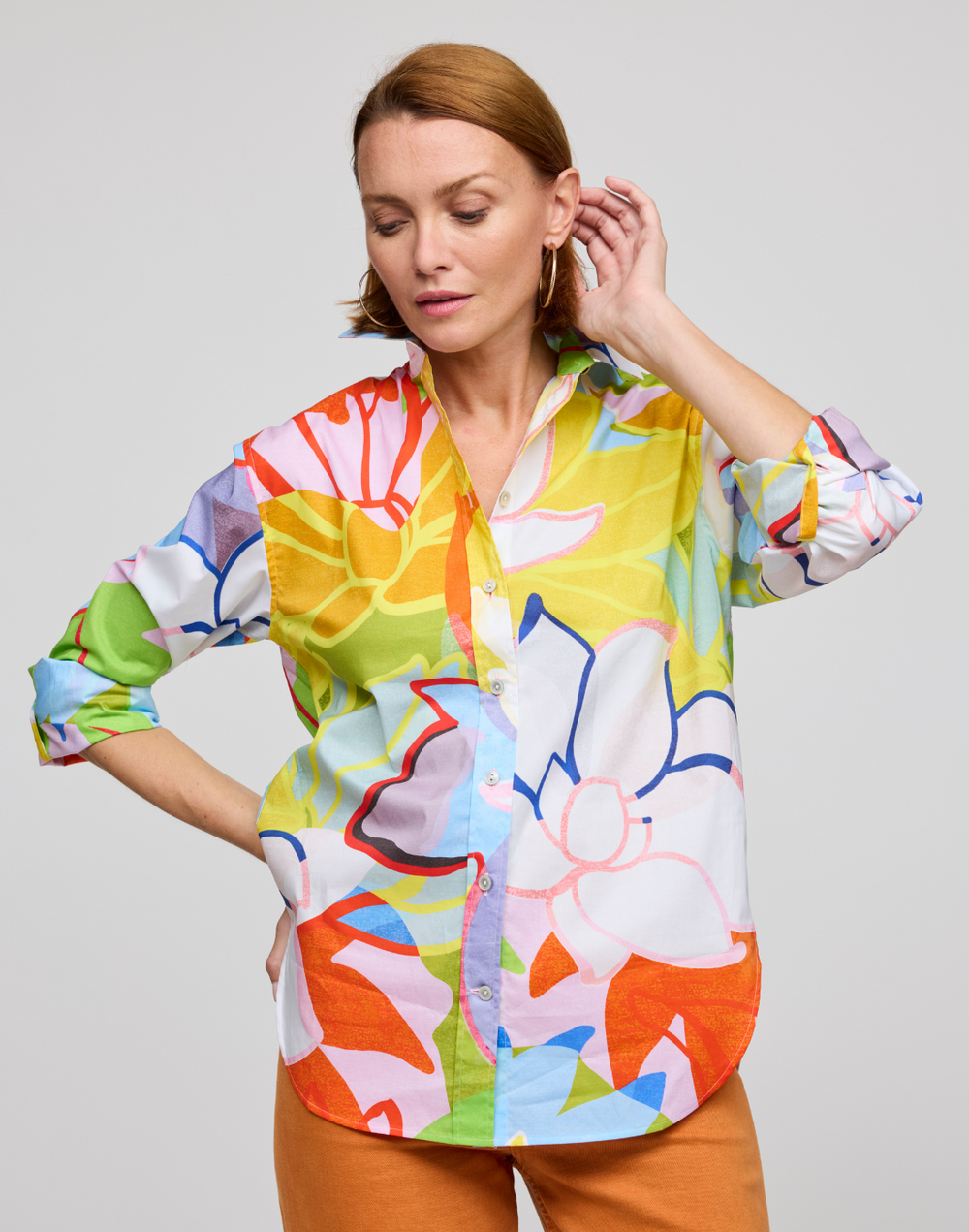 Halsey Long Sleeve Lotus Print Shirt