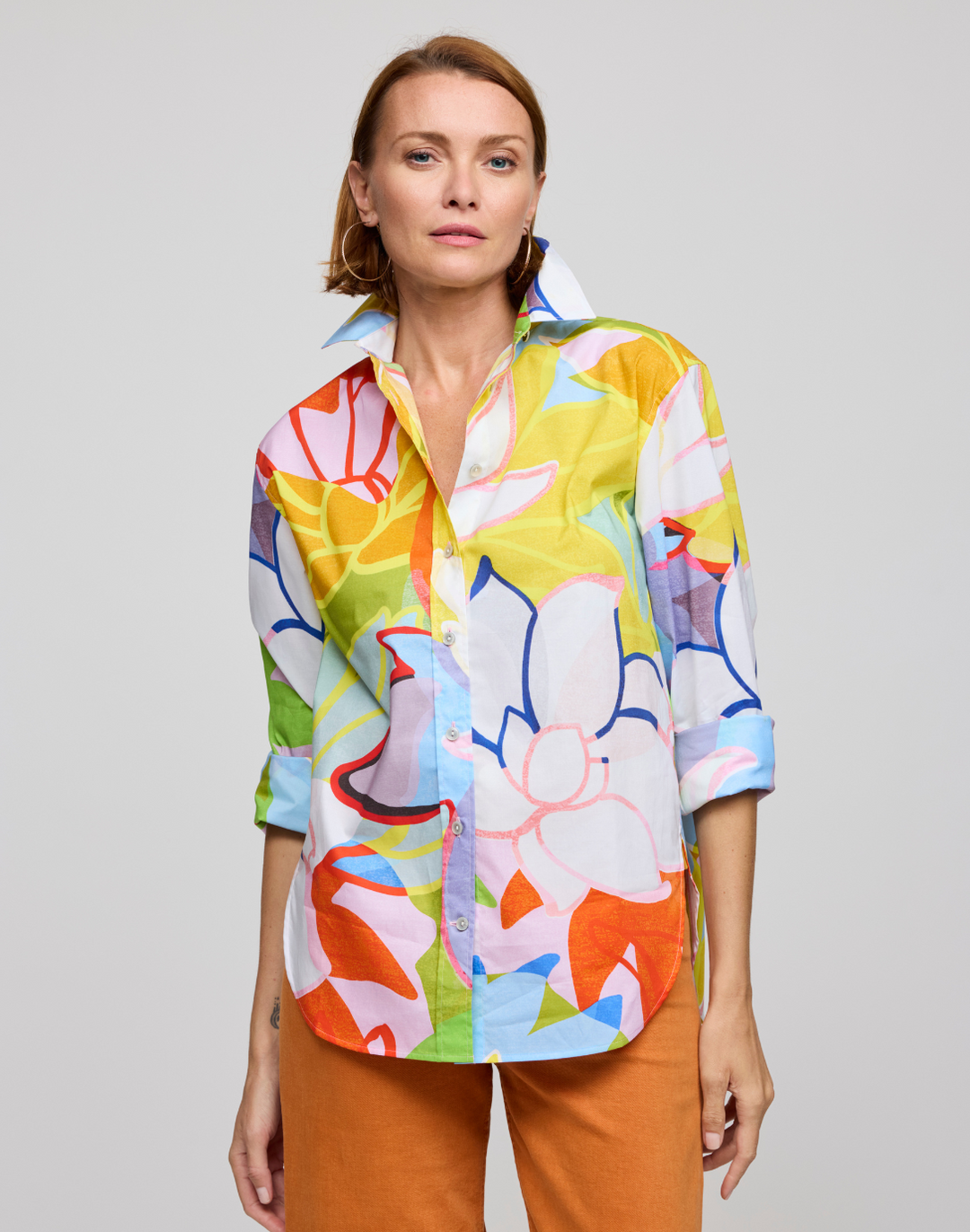Halsey Long Sleeve Lotus Print Shirt