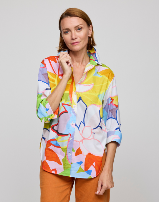 Halsey Long Sleeve Lotus Print Shirt