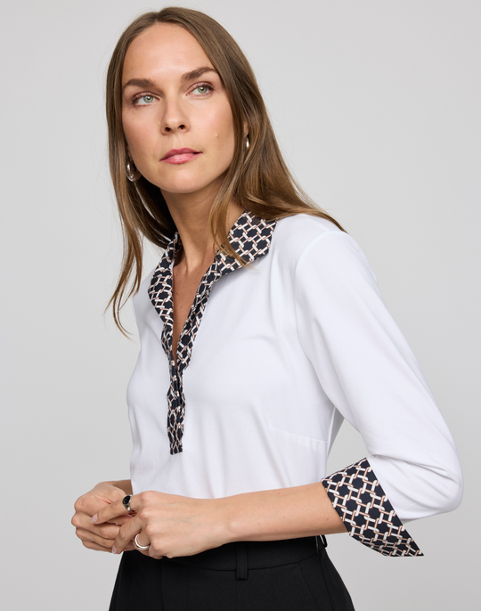 Ainsley 3/4 Sleeve Chain Link Shirt