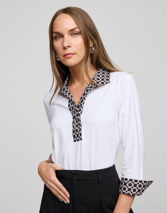 Ainsley 3/4 Sleeve Chain Link Shirt