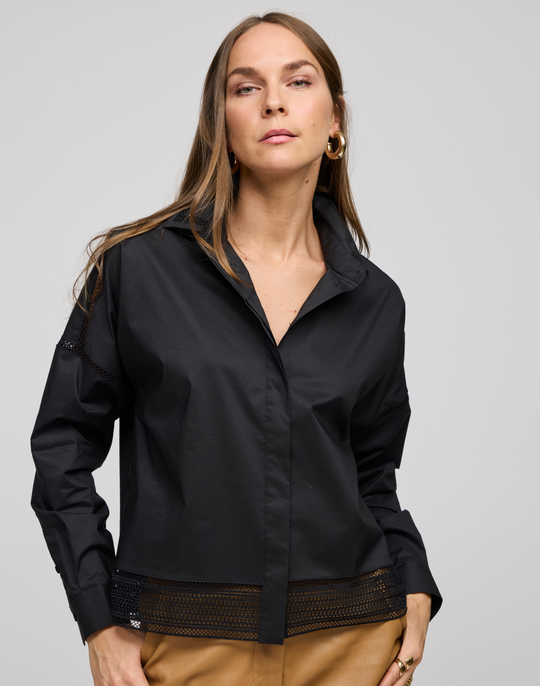 Sophie Long Sleeve Lace Trim Shirt