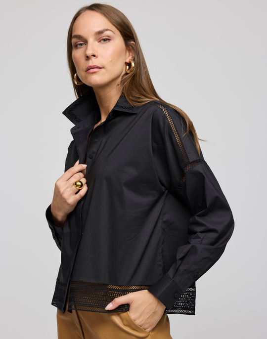Sophie Long Sleeve Lace Trim Shirt