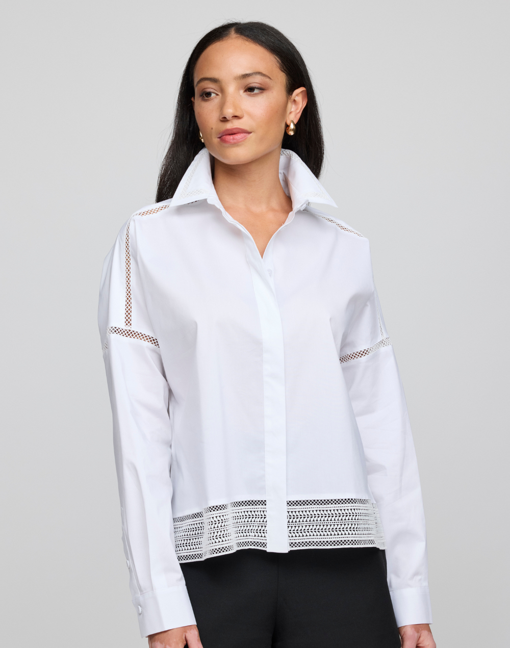 Sophie Long Sleeve Lace Trim Shirt