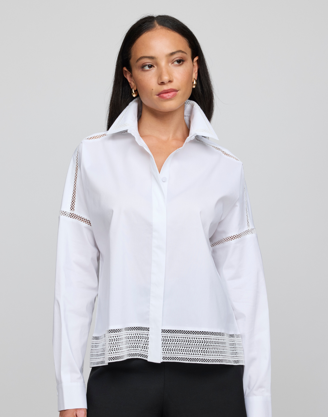 Sophie Long Sleeve Lace Trim Shirt