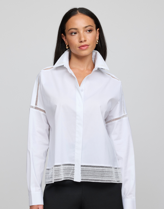 Sophie Long Sleeve Lace Trim Shirt