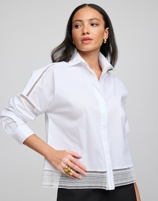 Sophie Long Sleeve Lace Trim Shirt