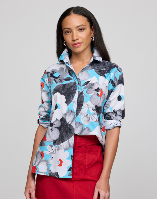 Xena 3/4 Sleeve Pop Art Flower Shirt