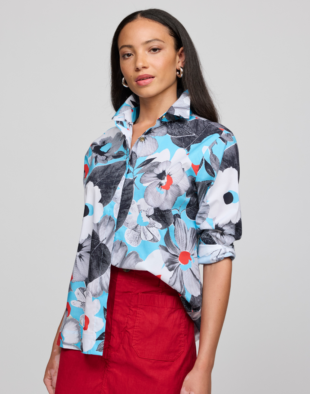 Xena 3/4 Sleeve Pop Art Flower Shirt