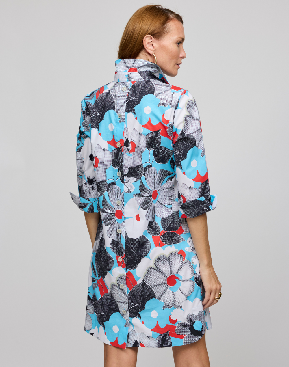 Aileen 3/4 Sleeve Pop Art Flower Dress