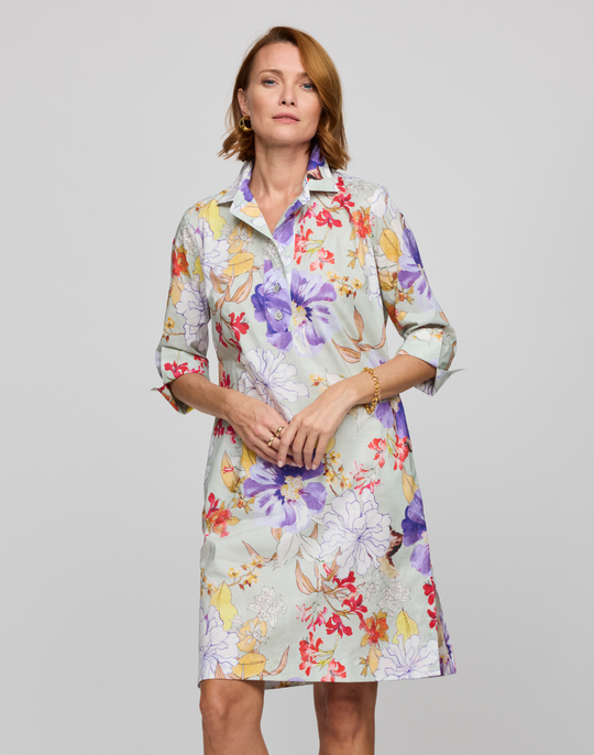 Charlotte 3/4 Sleeve Watercolor Floral Dress