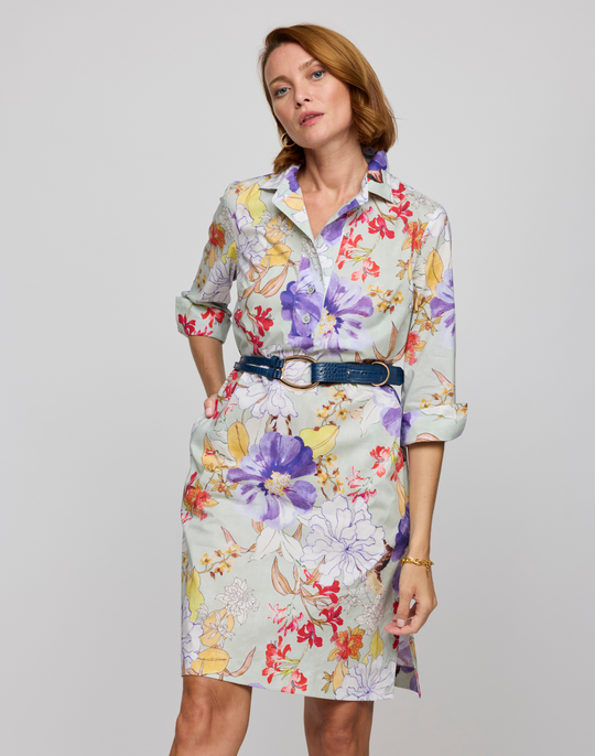 Charlotte 3/4 Sleeve Watercolor Floral Dress