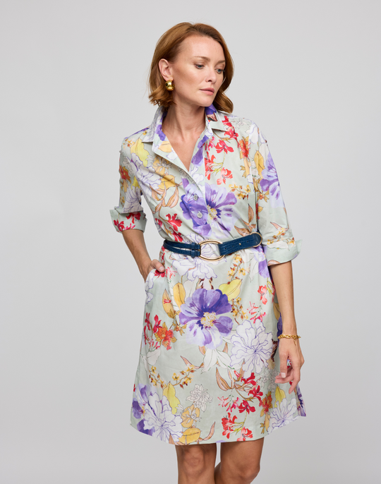 Charlotte 3/4 Sleeve Watercolor Floral Dress