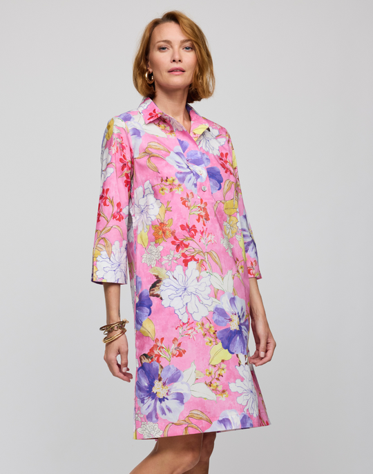 Charlotte 3/4 Sleeve Watercolor Floral Dress