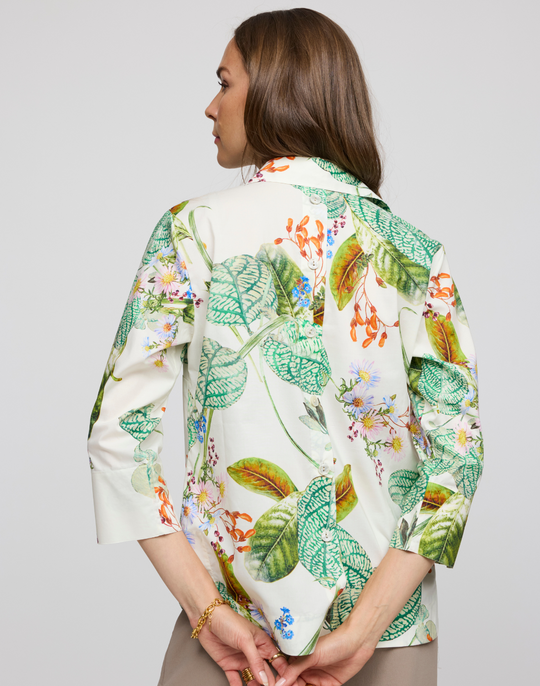 Aileen 3/4 Sleeve Botanical Floral Print Shirt
