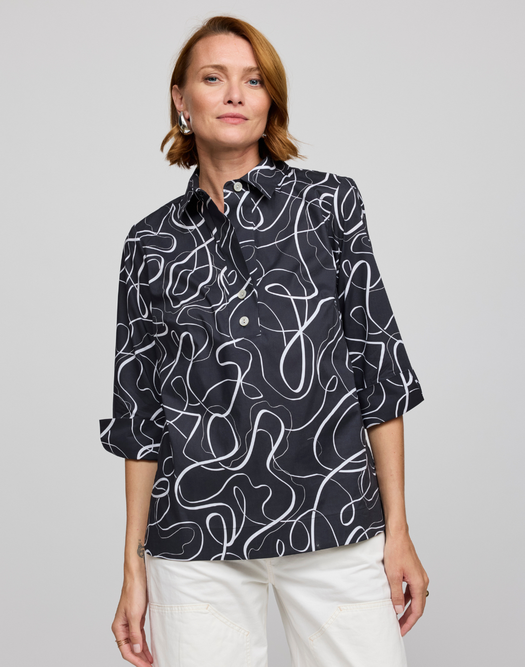 Charlotte 3/4 Sleeve Ribbon Shirt