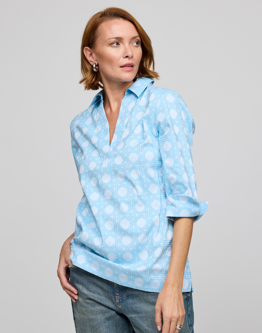 Vicky 3/4 Sleeve Lattice Jacquard Shirt