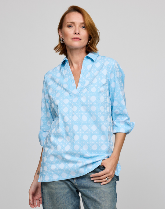 Vicky 3/4 Sleeve Lattice Jacquard Shirt