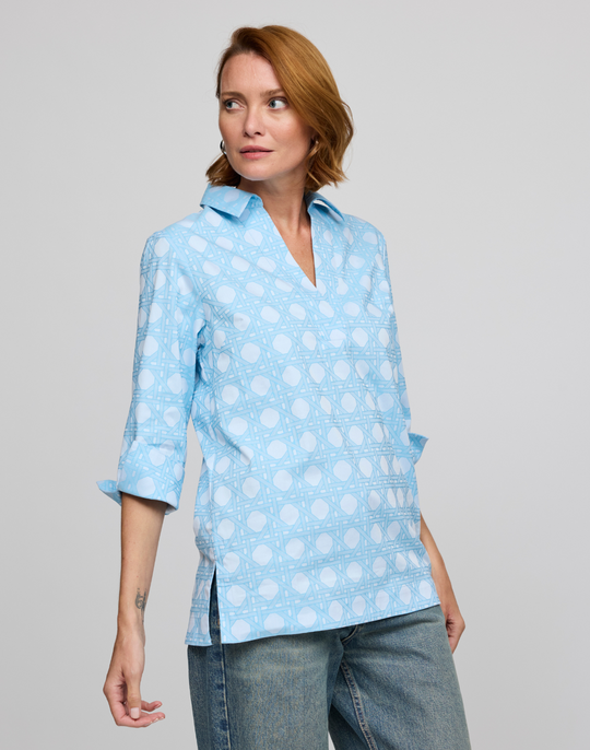 Vicky 3/4 Sleeve Lattice Jacquard Shirt