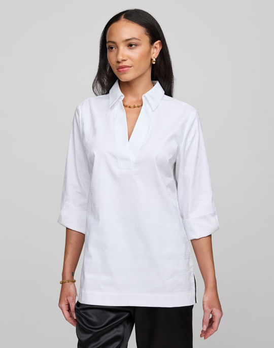 Vicky 3/4 Sleeve Lattice Jacquard Shirt
