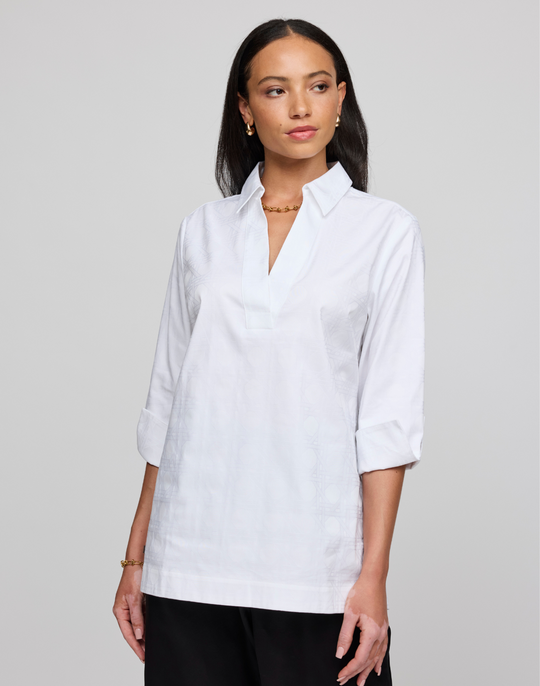 Vicky 3/4 Sleeve Lattice Jacquard Shirt