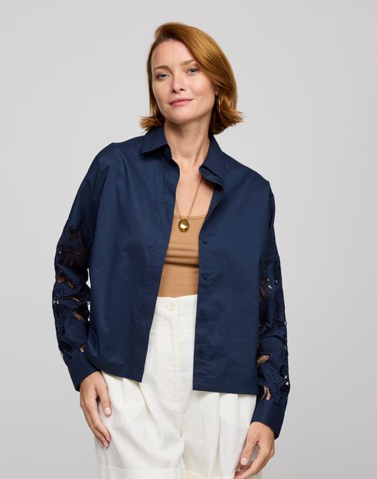 Sophie Long Sleeve Embroidered Eyelet Shirt
