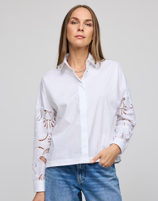 Sophie Long Sleeve Embroidered Eyelet Shirt
