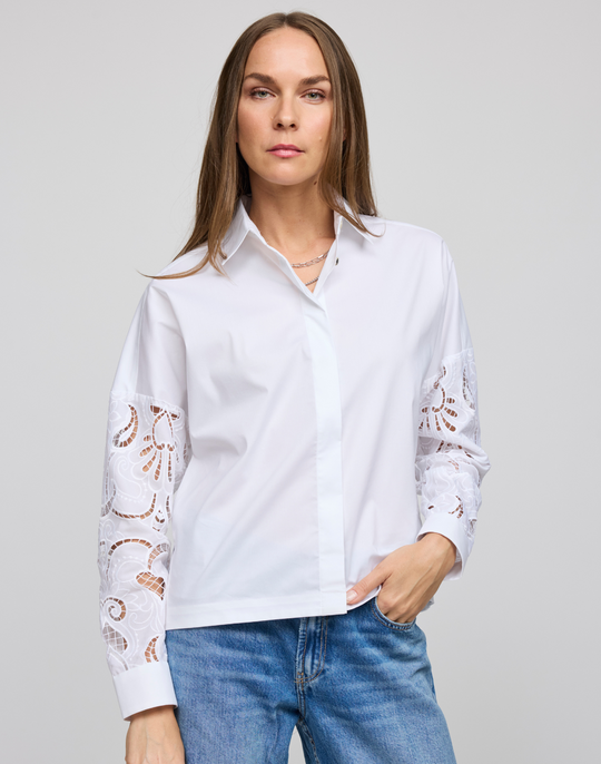 Sophie Long Sleeve Embroidered Eyelet Shirt